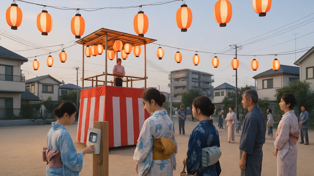 盆踊り会場で「ローミング」開始、隣町の音頭に町内会員42人が自動切替