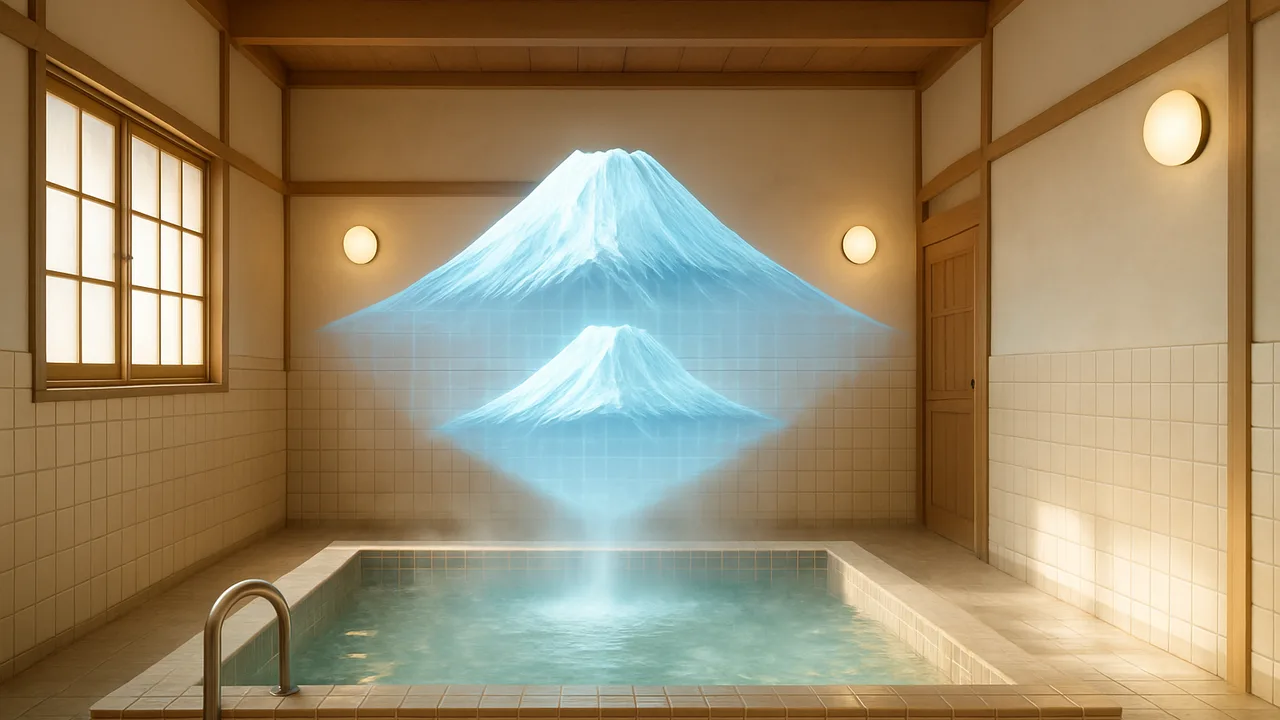 近所の銭湯「宇宙開発ステージ3」突入 富士山の壁画を3D立体化し湯温42度キープ