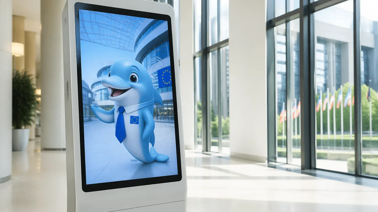 EU議会、AI規制法の解説役に20年前のイルカを正式採用、親しみやすさ評価指標を新設