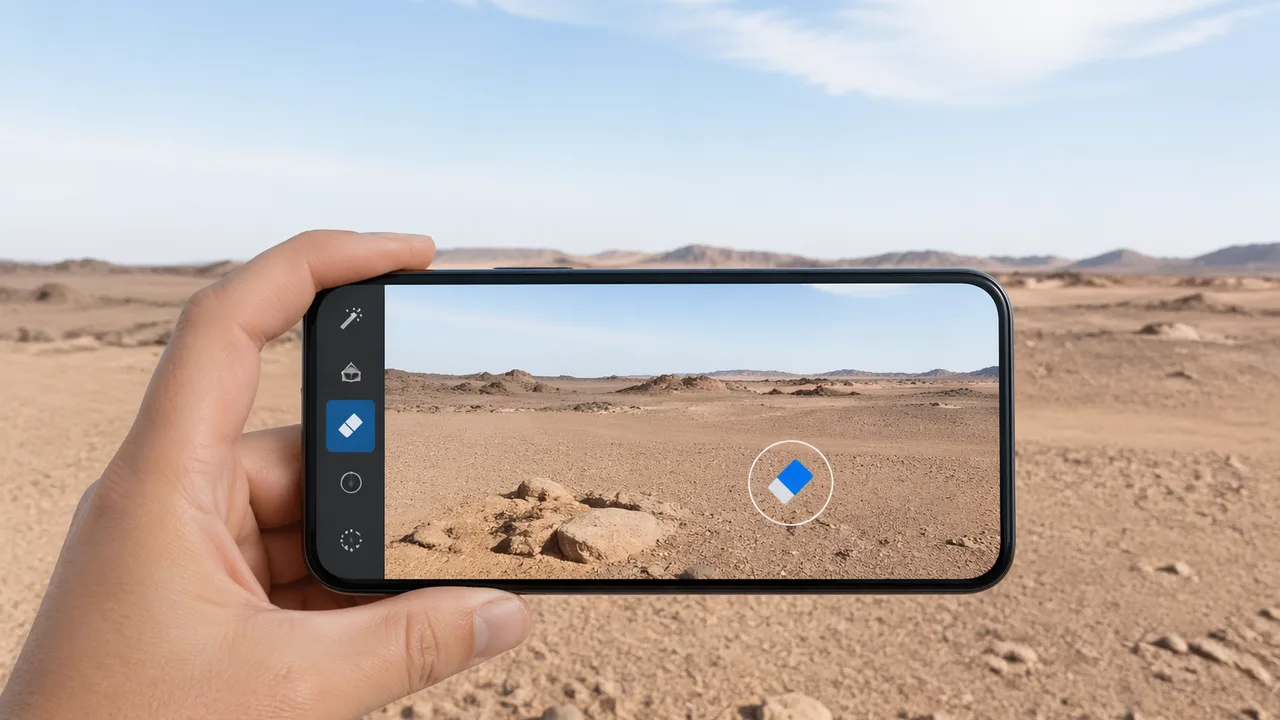 Google Pixelの消しゴムマジック、写真から黄砂を消した結果ゴビ砂漠が消失