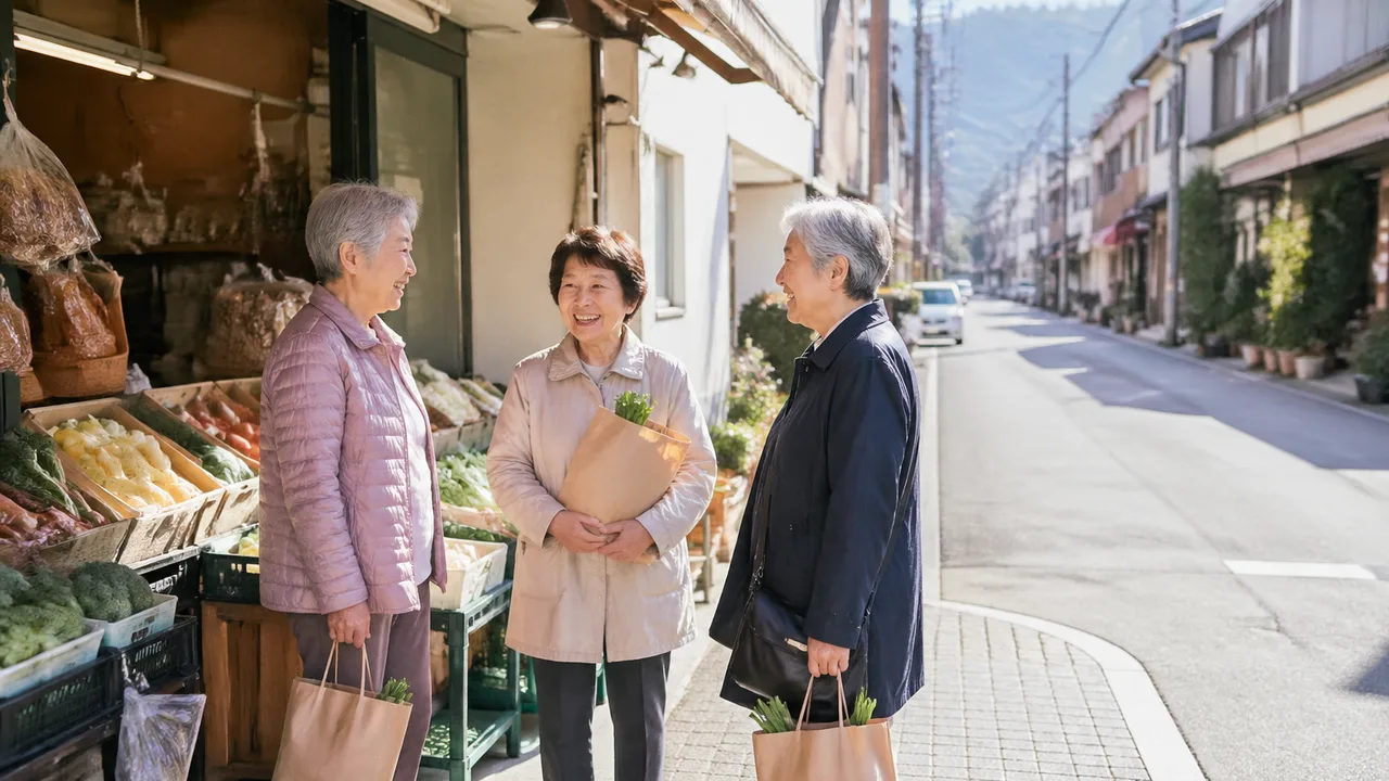 全国商店街連盟、夕方の立ち話品質低下の原因を公表し主題が天気から孫の自慢に切り替わる時間が12秒短縮