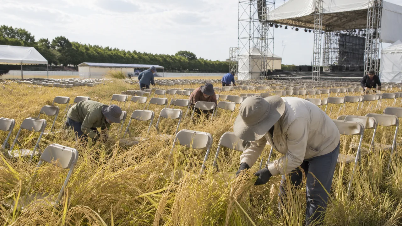 ロックフェス会場で雨音を流したところ観客席から一斉に稲穂が実り撤収費用が過去最高